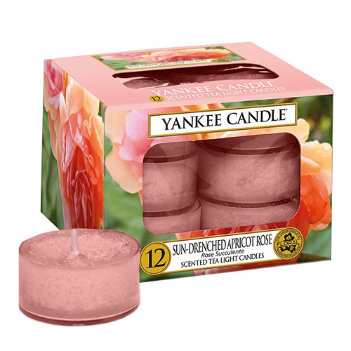 Svíčky čajové Yankee Candle Vyšisovaná meruňková růže, 12 ks