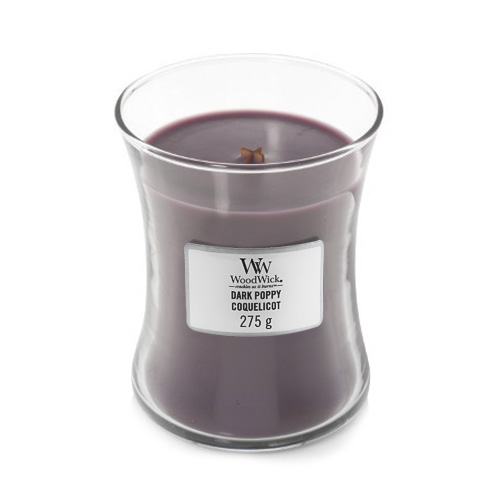 Svíčka oválná váza WoodWick Tmavý mák, 275 g