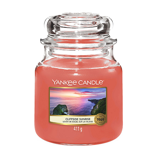 Svíčka ve skleněné dóze Yankee Candle Východ slunce na útesu, 410 g