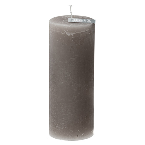 Rustikální svíčka DutZ Výška 25 cm, průměr 7 cm, barva světle šedá