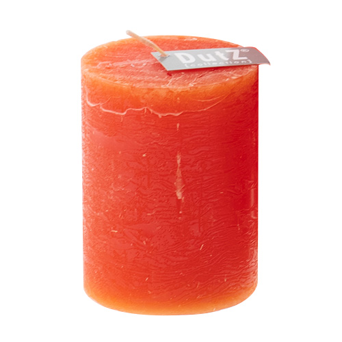 Rustikální svíčka DutZ Výška 8 cm, průměr 6 cm, barva korálově červená