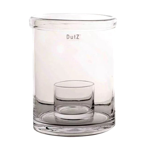 Skleněný svícen DutZ Hurricane with cup, výška 24 cm, průměr 18 cm, barva čirá