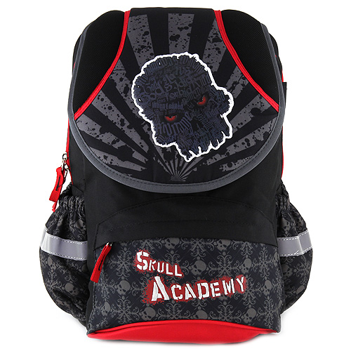Školní batoh Target Skull Academy, červené zipy