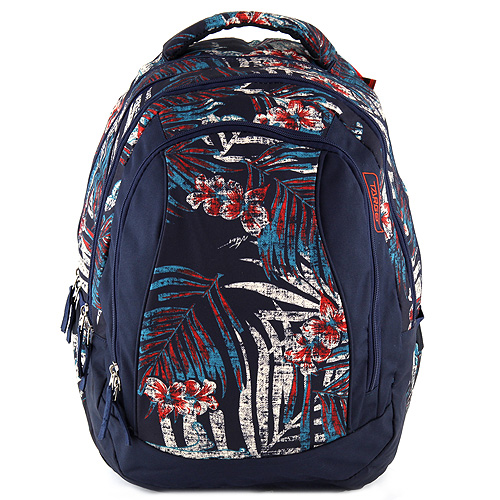 Školní batoh 2v1 Target Tmavě modrý, barevné květy a listy