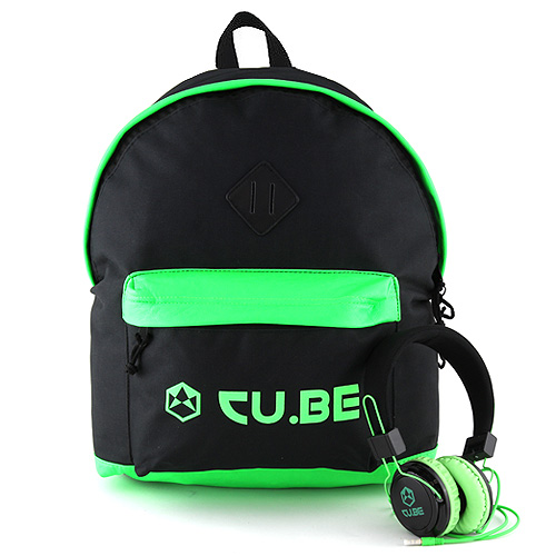 Target Batoh se sluchátky CU.BE Černý s neonově zelenými doplňky