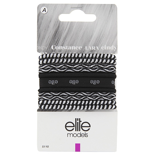 Gumičky Elite Models 11ks, černé + stříbrné pruhy, průměr 6,5cm